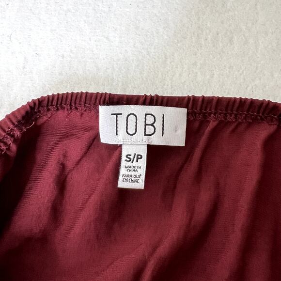 Tobi Maroon Satin Wrap Romper - Picture 6 of 8